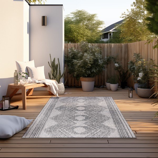 Siva/kremno bela zunanja preproga 80x150 cm Gemini – Elle Decoration-image-1