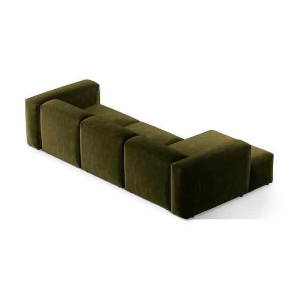 Zelena kotna sedežna garnitura iz rebrastega žameta (levi kot/z ležalnikom) Bergamo – Cosmopolitan Design-image-4