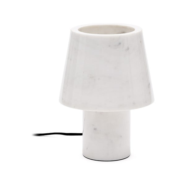 Slonokoščena marmorna namizna svetilka z marmornim senčilom (višina 27 cm) Alaro – Kave Home