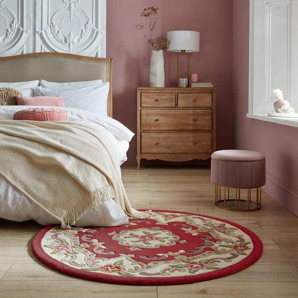 Rdeča volnena preproga Flair Rugs Aubusson, ⌀ 120 cm-image-1