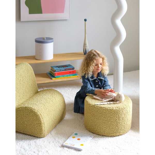 Zelen otroški tabure iz tkanine bouclé – Wigiwama-image-1