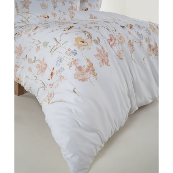 Bela podaljšana posteljnina za zakonsko posteljo iz bombažnega satena 240x220 cm Ivory Garden Floral – Mila Home Luxury-image-3