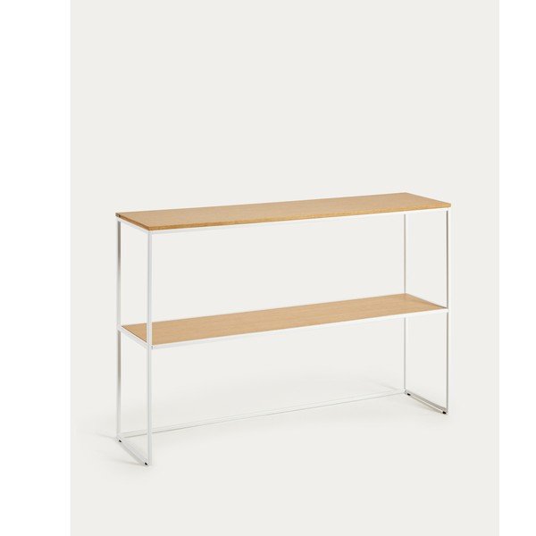 Bela/naravna stranska mizica v hrastovem dekorju 30x120 cm Yoana – Kave Home-image-4