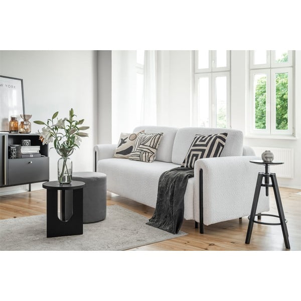 Siva raztegljiva/s prostorom za shranjevanje sedežna garnitura iz tkanine bouclé 244 cm Arcadova – ELTAP-image-3