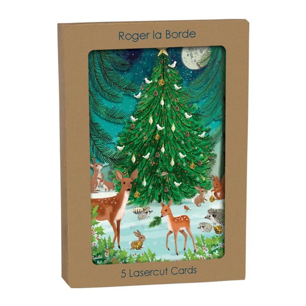 Voščilnice v kompletu 5 ks z božičnim motivom Heart of the Forest  – Roger la Borde-image-1