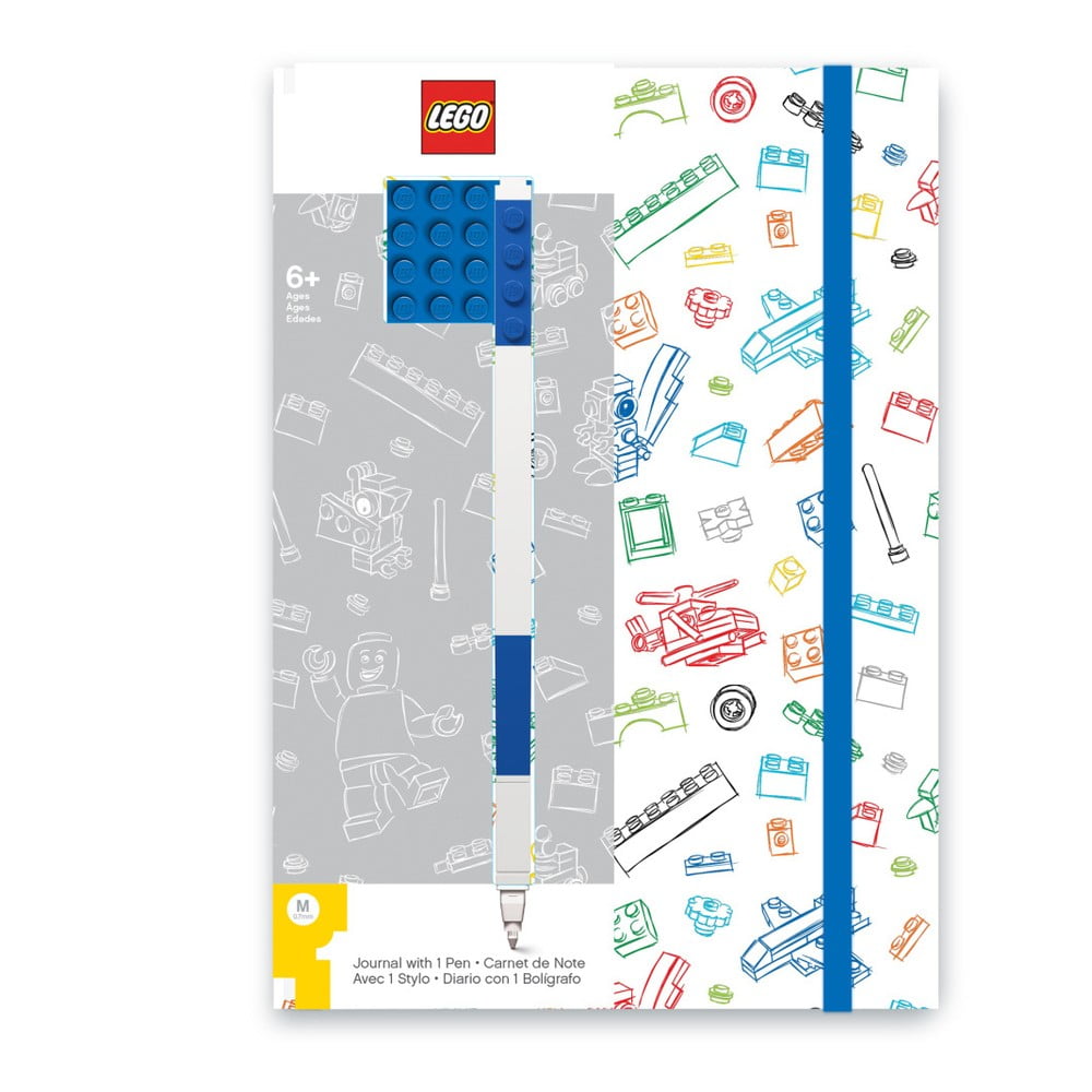 Modro-bela beležnica A5 z modrim pisalom LEGO®, 96 strani
