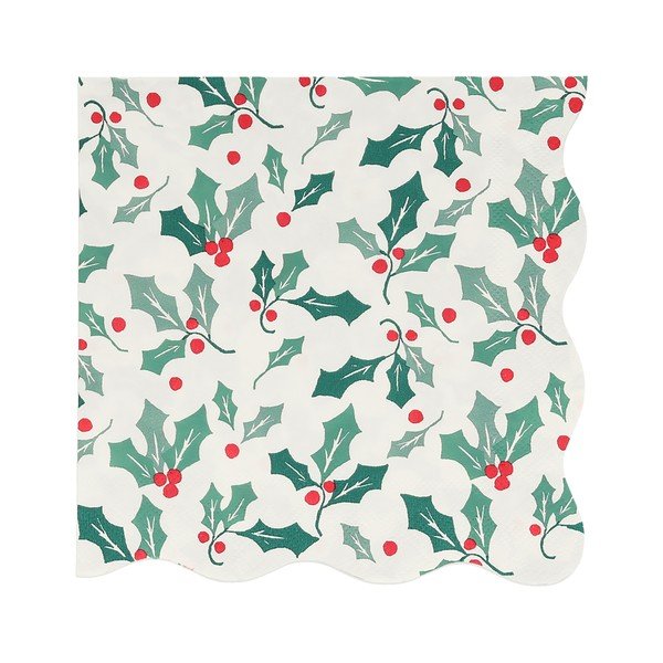 Papirnati prtički v kompletu 16 ks Holly Pattern – Meri Meri