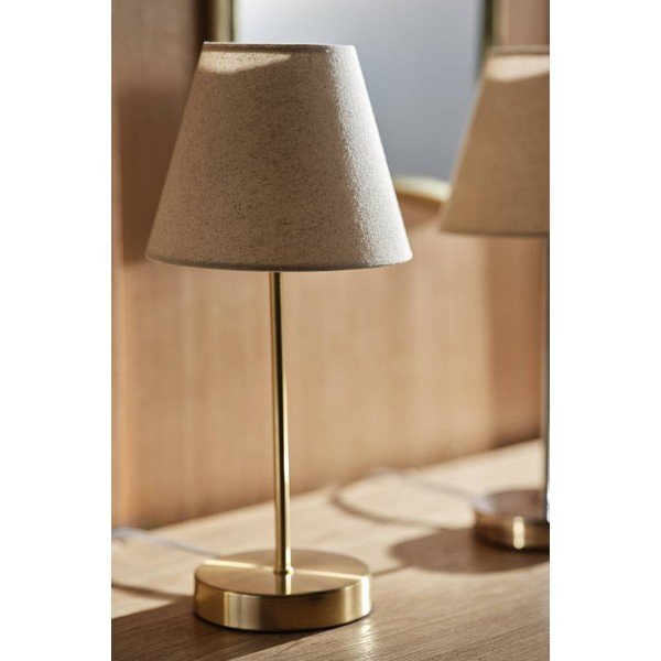 Bež/medeninasta tekstilna namizna svetilka (višina 39 cm) Lasse – Jotex-image-2