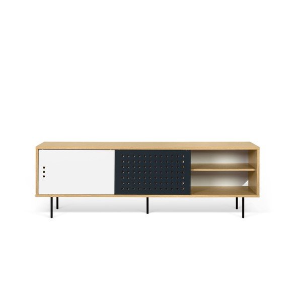 TV komoda iz hrastovega lesa s črno-belimi detajli TemaHome Dann Dots, dolžina 201 cm-image-4