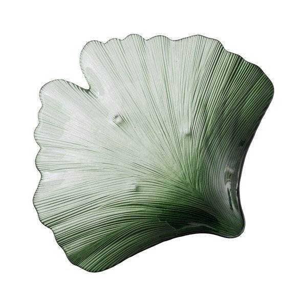 Steklen dekorativni pladenj 31x33 cm Gingko – Ixia