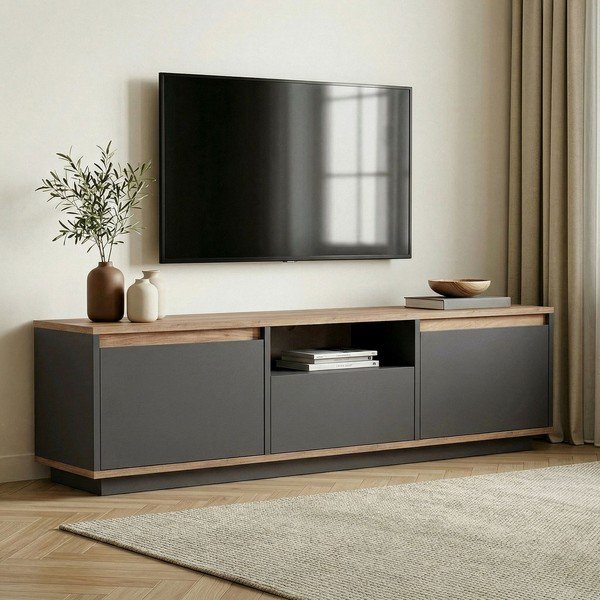 Antracitno siva TV omarica 160x42x30 cm Sentinel – Kalune Design-image-1