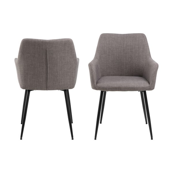 Svetlo sivi oblazinjeni jedilni stoli v kompletu z nasloni za roke 2 ks Lizzy – Actona-image-2