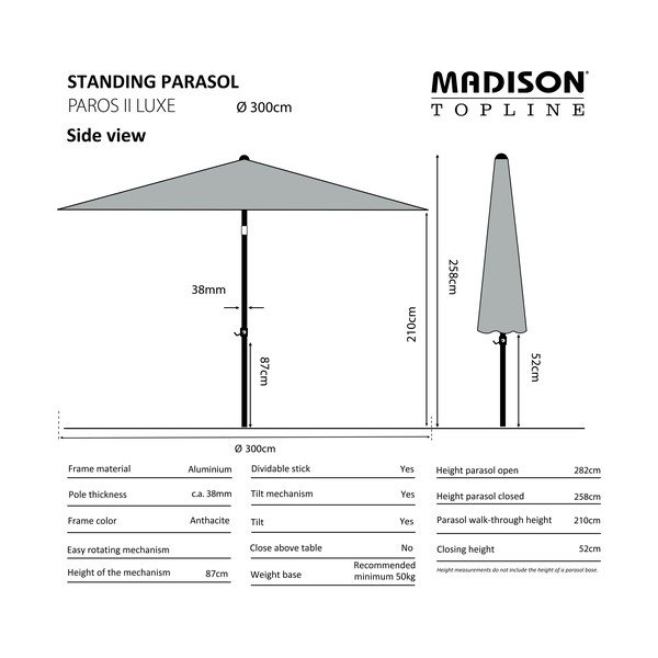 Bež senčnik ø 300 cm Paros II - Madison-image-1