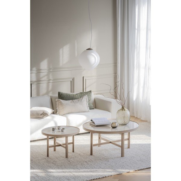 Okrogla mizica s keramično ploščo v naravni barvi 90x90 cm Marsden – Rowico-image-3