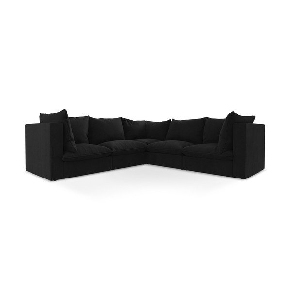 Črna kotna sedežna garnitura Manao – Makamii