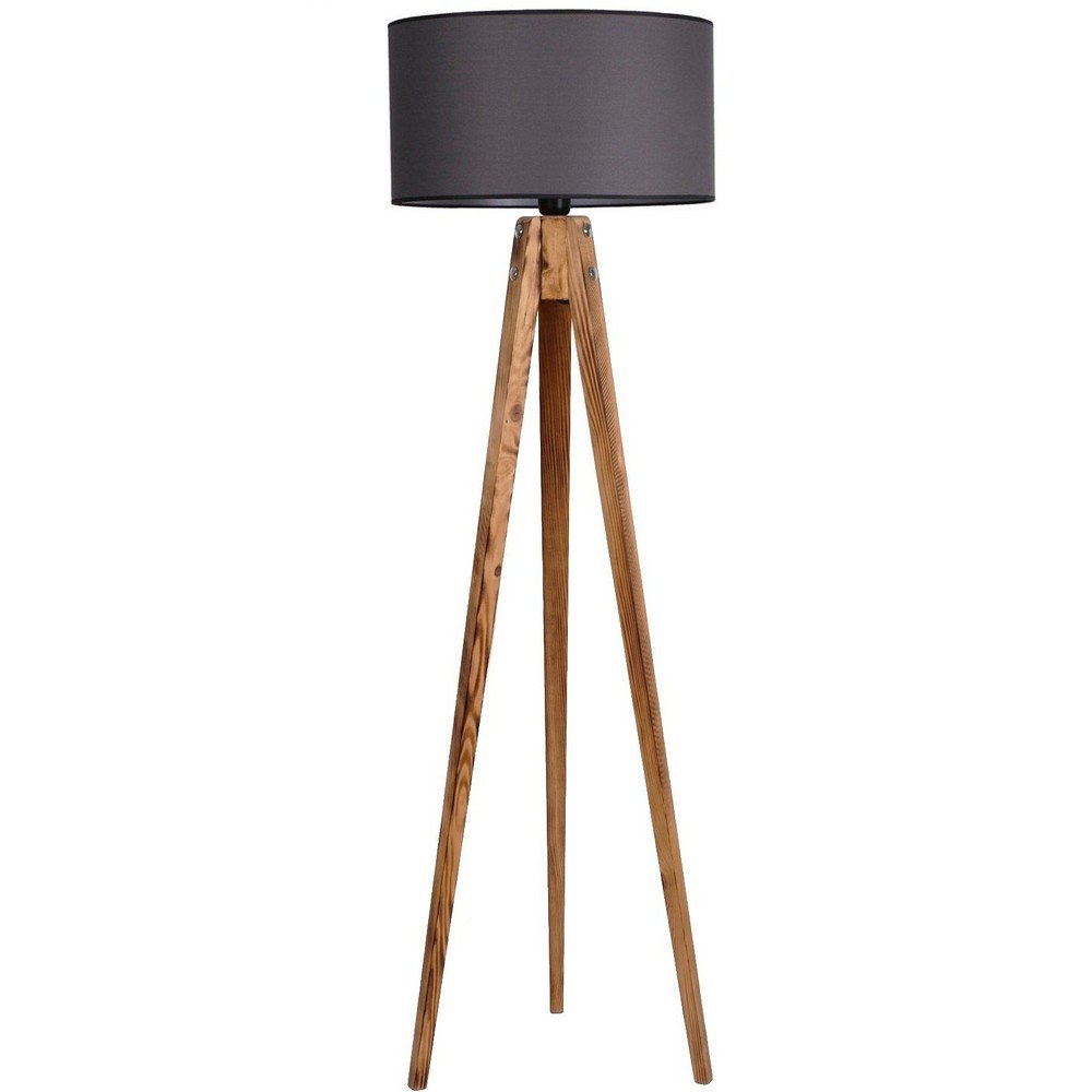 Temno siva/v naravni barvi stoječa svetilka s tekstilnim senčilom (višina 153 cm) Tripod