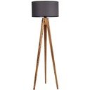 Temno siva/v naravni barvi stoječa svetilka s tekstilnim senčilom (višina 153 cm) Tripod – Opviq lights