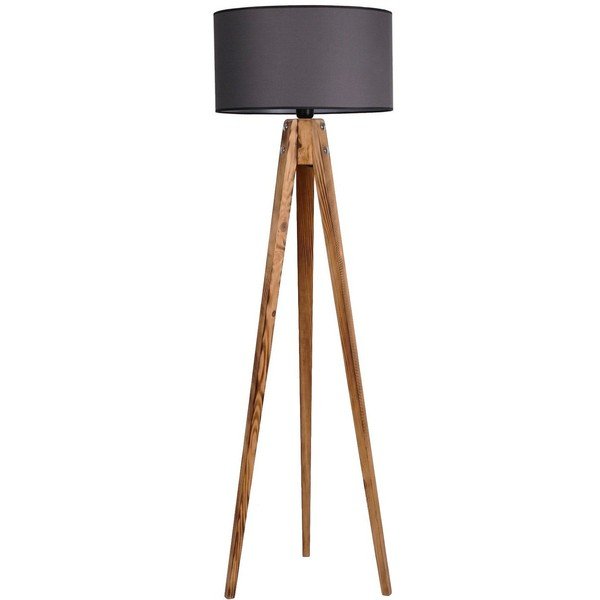 Črna/v naravni barvi stoječa svetilka s tekstilnim senčilom (višina 153 cm) Tripod – Opviq lights