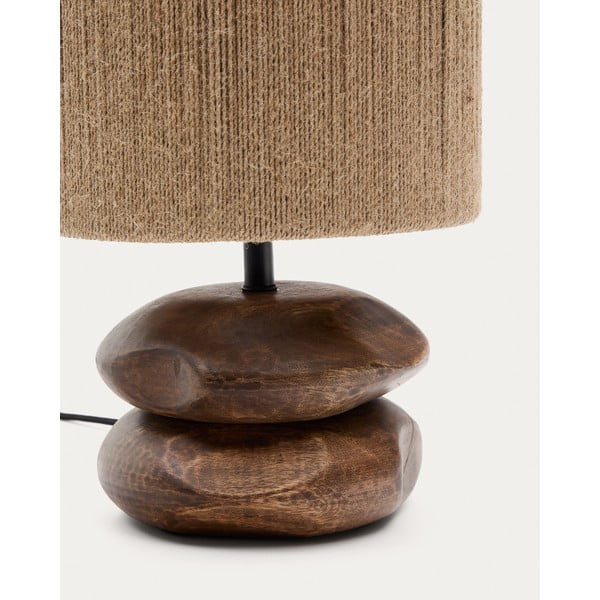 Namizna svetilka iz masivne akacije v temni naravni barvi (višina 43 cm) Kor – Kave Home-image-3