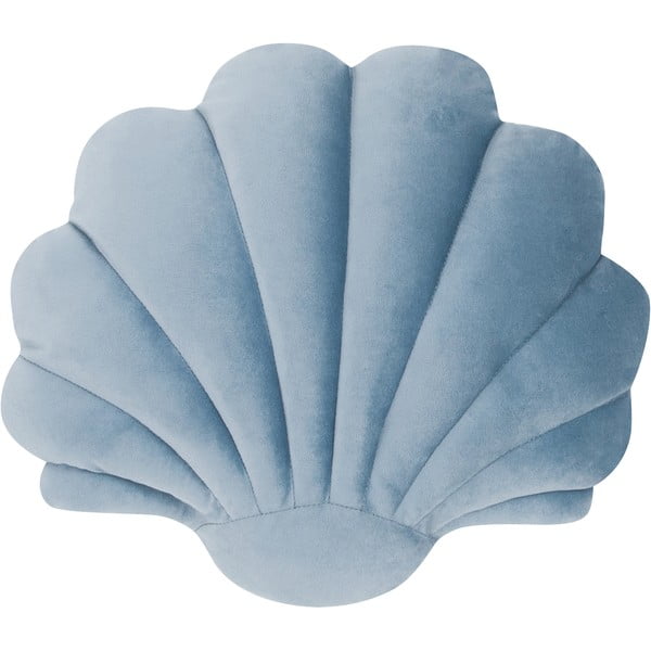 Modra žametna okrasna blazina Westwing Collection Shell, 28 x 30 cm