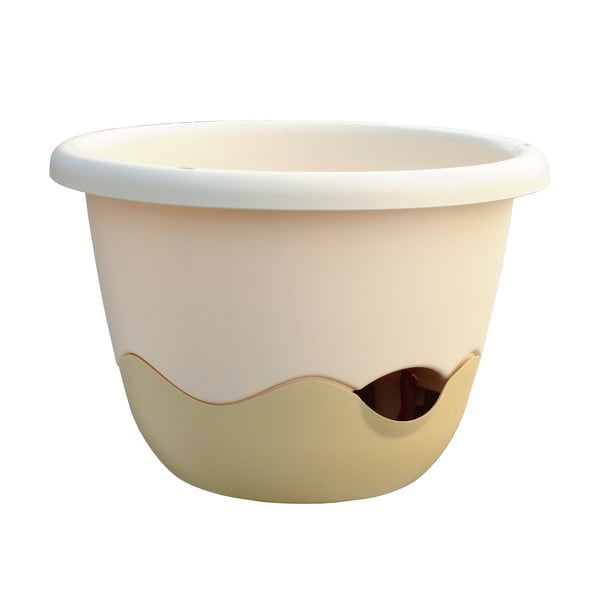 Bel samozalivalni cvetlični lonček Plastia Mareta, dolžina 25 cm-image-1