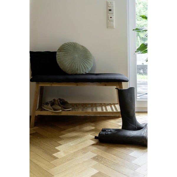 Črna/naravna bambusova omarica za čevlje s klopjo Ecori – Wenko-image-1