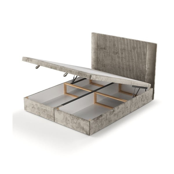 Bež oblazinjena zakonska postelja s prostorom za shranjevanje 180x200 cm Mavel – Maison de Rêve-image-4