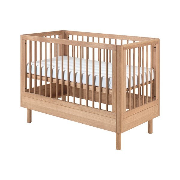 Otroška posteljica iz masivnega hrasta z nastavljivo višino 60x120 cm v naravni barvi Forrest – Vipack