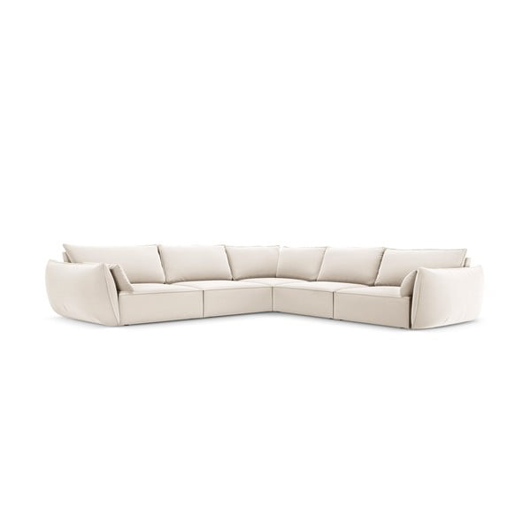 Bež žametna kotna sedežna garnitura Vanda – Mazzini Sofas-image-2