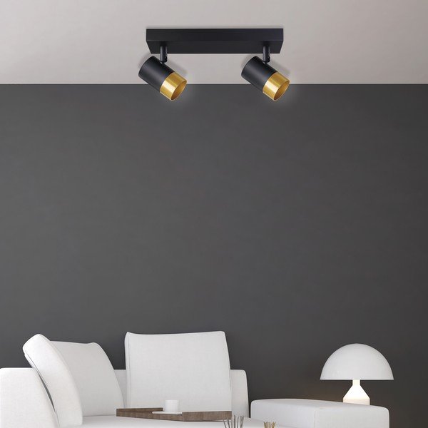 Črna/zlata stropna svetilka s kovinskim senčilom 34x5.5 cm Tobi – Candellux Lighting-image-1
