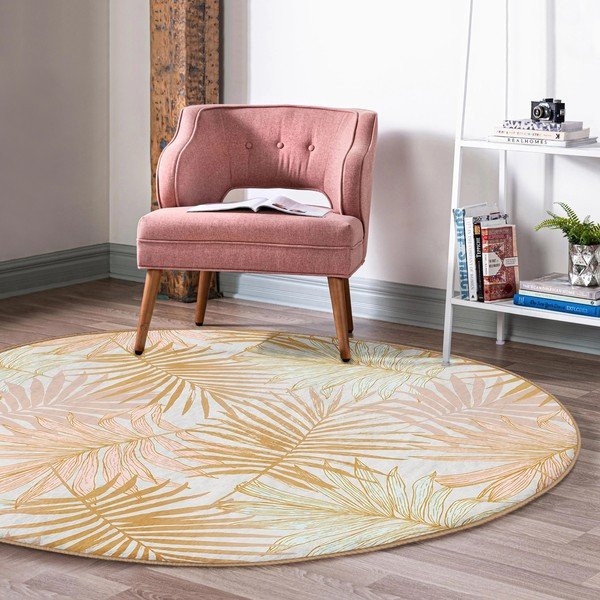 Rumena pralna okrogla preproga primerna za robotski sesalnik ø 80 cm Comfort – Mila Home-image-3