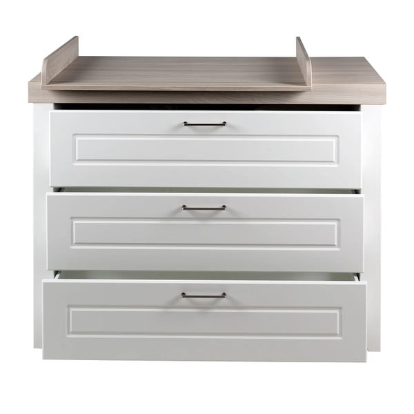 Bela nizka otroška komoda v brestovem dekorju s previjalnim pultom 120x98 cm Felicia – Roba-image-3