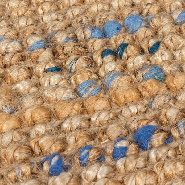 Ročno tkana preproga iz jute v naravni in modri barvi 120x170 cm Jute Boucle Blue – Flair Rugs-image-4