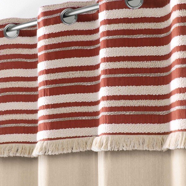 Bombažna zavesa v opečnato oranžni in naravni barvi 140x240 cm Atlas – douceur d'intérieur-image-1