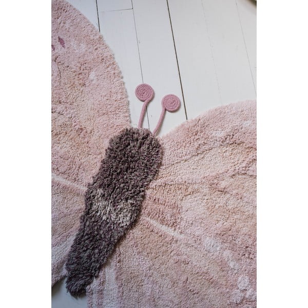 Svetlo rožnata/bež pralna ročno tkana bombažna otroška preproga 90x120 cm Baby Butterfly – Lorena Canals-image-4