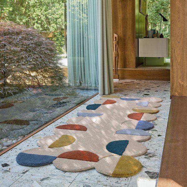 Bež ročno tkan volnen tekač 80x230 cm Mia Scallop Frame – Flair Rugs-image-1