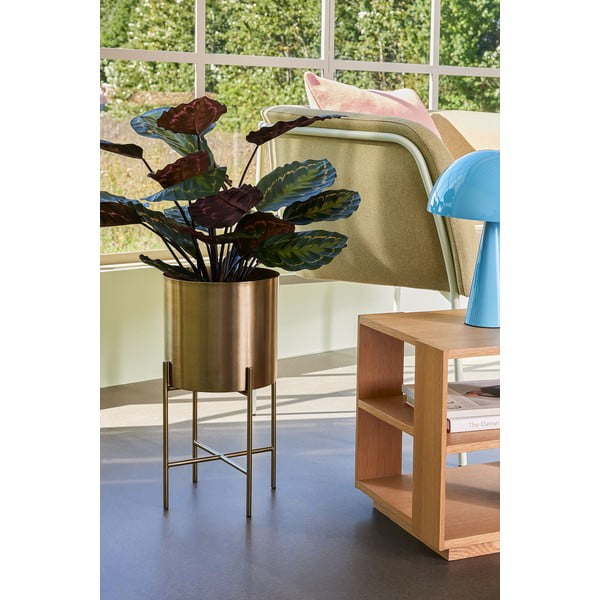 Komplet 2 cvetličnih loncev na podstavkih v medeni barvi Hübsch Gardo-image-1