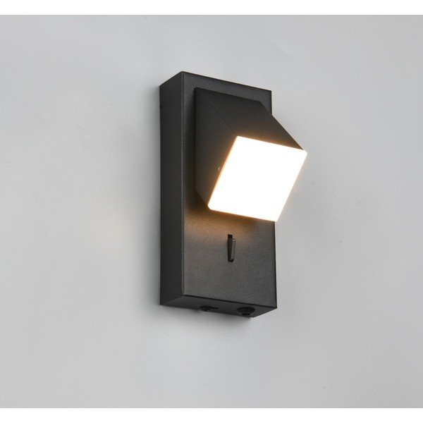 Mat črna LED stenska svetilka Raglan – Trio-image-2