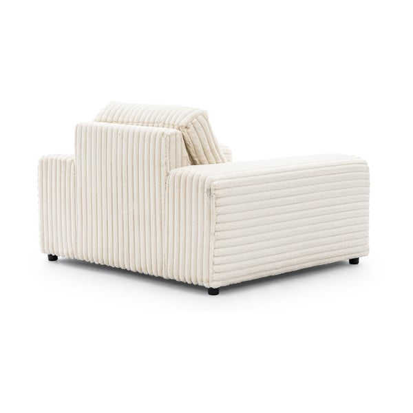 Kremno bel fotelj iz rebrastega žameta Justin – Ropez-image-3