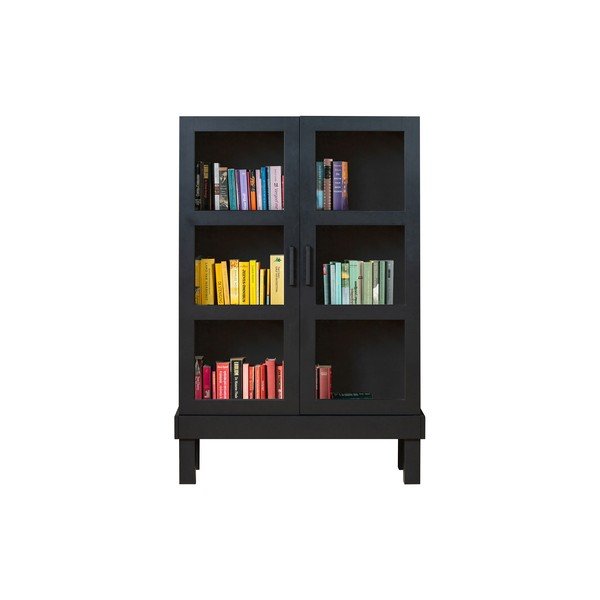 Črna vitrina iz masivnega bora 107x160x39 cm Bonk – WOOOD-image-3