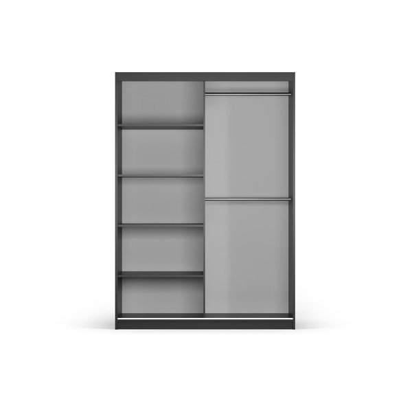 Črna omara z ogledalom in drsnimi vrati 151x215 cm Lisburn - Cosmopolitan Design-image-3