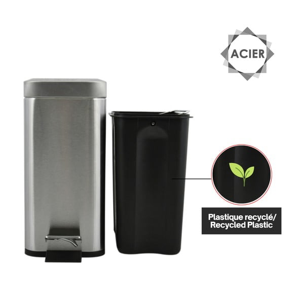 Jeklen koš za smeti v mat srebrni barvi s pedalom 5 l Erik – Spirella-image-4