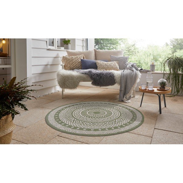 Zeleno-bež zunanja preproga Ragami Round, ø 120 cm-image-4