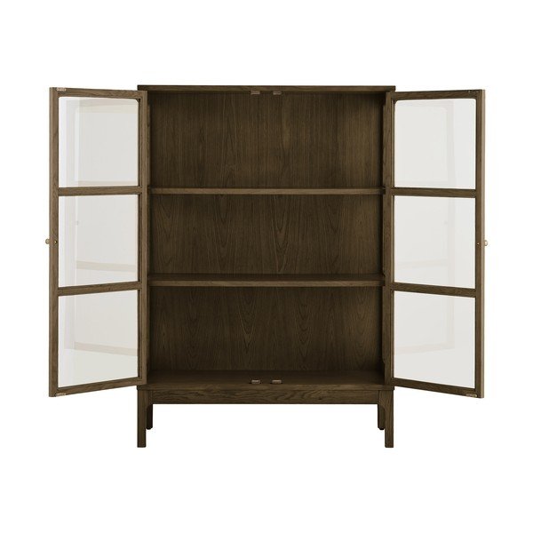 Temno rjava vitrina v hrastovem dekorju 90x126x40 cm Zamora – House Nordic-image-4