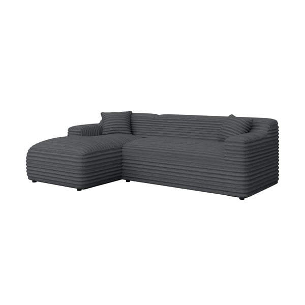 Temno siva kotna sedežna garnitura iz rebrastega žameta (levi kot/z ležalnikom) Martin – Ropez-image-2