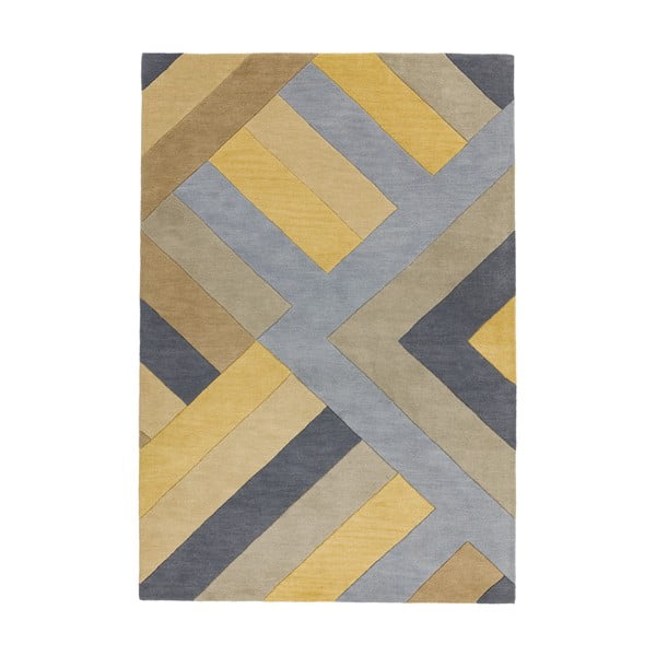 Sivo-rumena Asiatic Carpets Big Zig, 120 x 170 cm