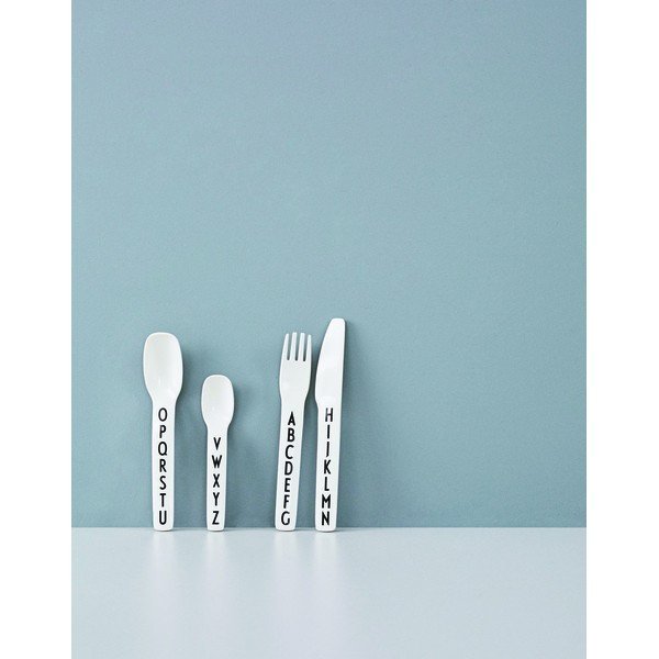 4-delni komplet belega otroškega jedilnega pribora Design Letters-image-3