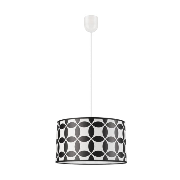 Črna/bela viseča svetilka s tekstilnim senčnikom ø 35 cm Print – LAMKUR