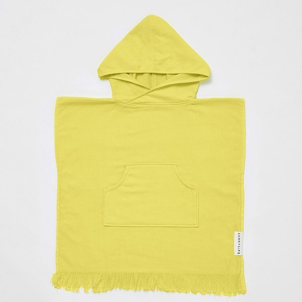 Rumena otroška brisača za plažo s kapuco Sunnylife Checkerboard, 3-6 let-image-1