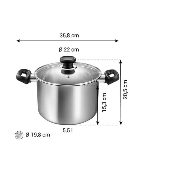 Lonec iz nerjavečega jekla s pokrovko za indukcijsko ploščo 5,5 l Brava – Tescoma-image-3